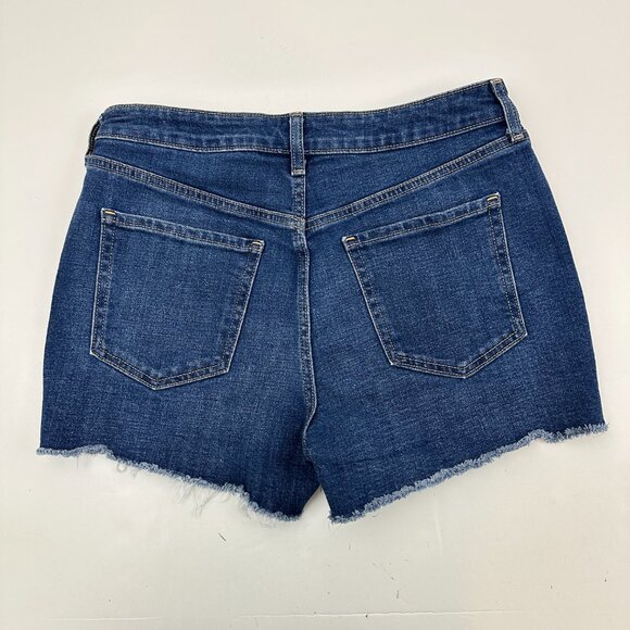 Old Navy High Rise OG Straight Distressed Raw Hem Women size 10 Blue Jean Shorts - Picture 4 of 4